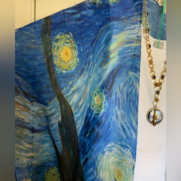 NWT Museum Art Ruana Rhuana Kimono Cover-Up OS “Starry Night” - Picture 7 of 11